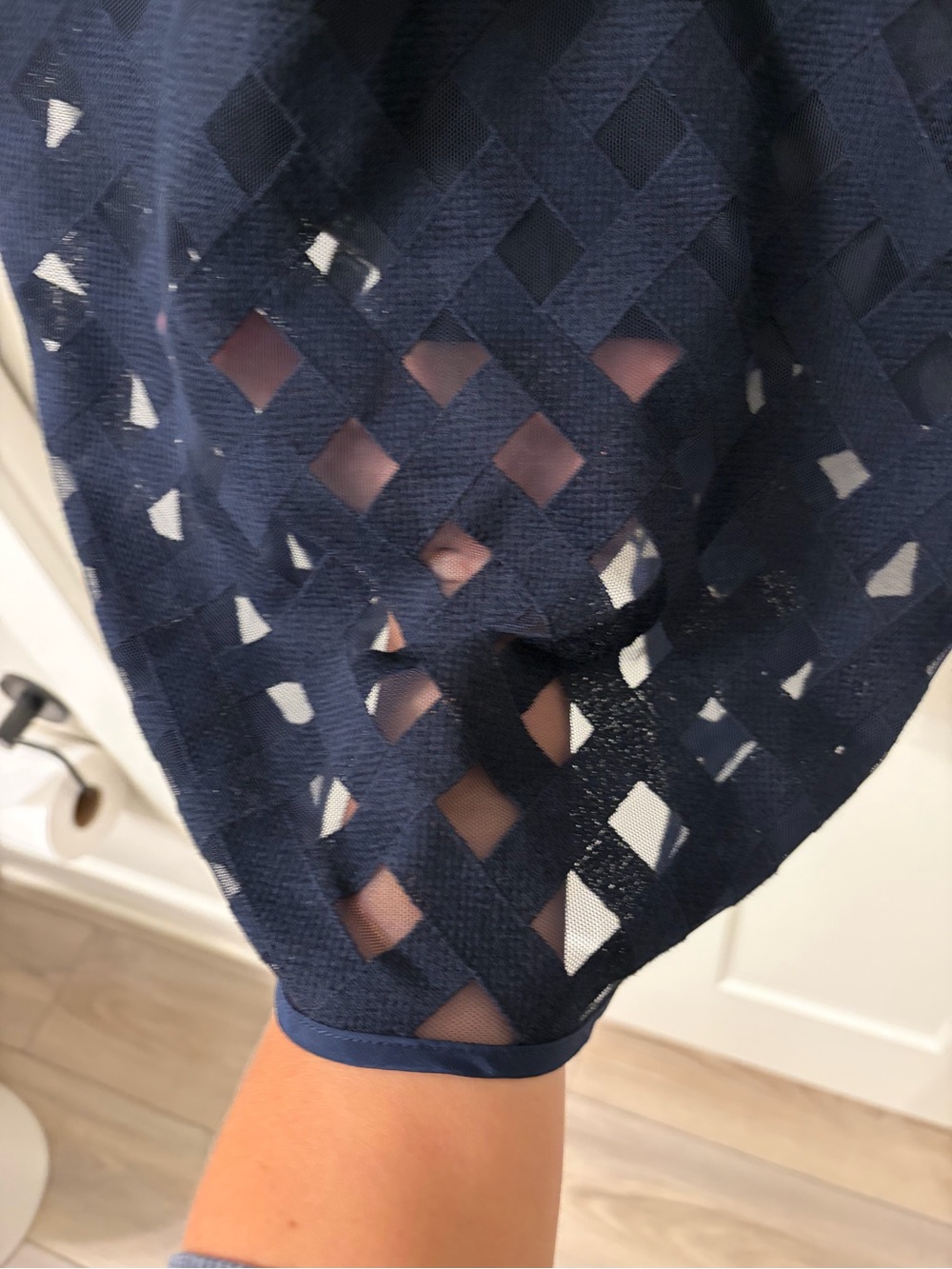 NEW Milly Navy Lattice Overlay Dress w/ Sweetheart Neckline Sz 6 - Picture 9 of 10